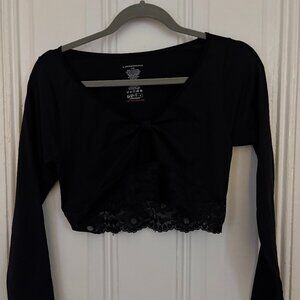 anthropologie lace long sleeve crop top